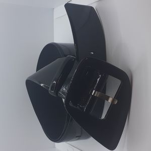 Anne Fontaine Black Italian Leather Belt 42"